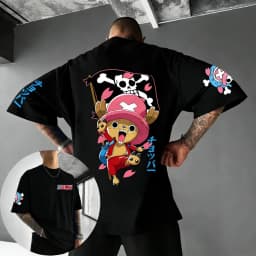 ONE PIECE New Unisex Cotton T-shirt Tony Tony Chopper 2026 Summer Harajuku Anime Printed Large Loose Parent Short Sleeve