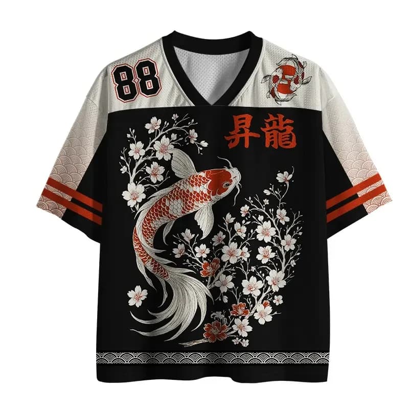2026 New Summer Men's Japanese Style Trendy V-neck Football Shirt Fashion Top Outdoor Sports Loose Leisure Quick Drying T-shirt