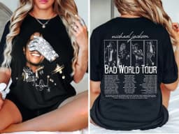Summer Fashion Trendy Tee Men Women Vintage Top Michael Jackson Bad World Tour 1987 T-shirt King of Pop Unisex Fan Gift