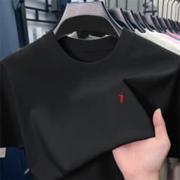 100% Pure Cotton Breathable Short-Sleeved T-Shirt for Men's Summer Golf, Paul Print Loose Casual Round Neck Top