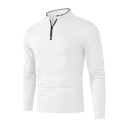 High-Quality Men's Half-Zip T-Shirt Wrinkle-Resistant Long Sleeve Casual Business Top