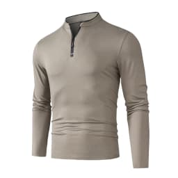 High-Quality Men's Half-Zip T-Shirt Wrinkle-Resistant Long Sleeve Casual Business Top