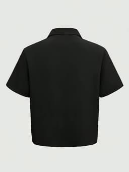 [Minimalist Academy Style Short Sleeve Crop Shirt] Men's Short Casual Comfortable Solid Color Short Sleeve Polo Shirt