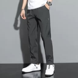 Ice Silk Men's Pants 2025 Summer New Black Gray Thin Business Casual Pants Outdoor Elastic Breathable Straight Leg Sweatpants
