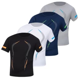 1/2/4Pcs Men's Summer Solid Color Mix And Match Short-sleeved Young Men's Loose Quick-drying Sports Running Shirt Middle-aged T-