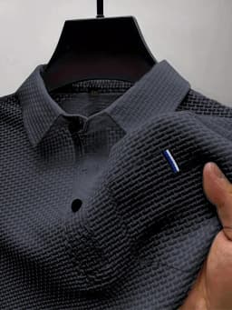 Summer ice silk lapel POLO men's short-sleeved T-shirt with pockets, men's top
