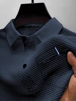 Summer ice silk lapel POLO men's short-sleeved T-shirt with pockets, men's top