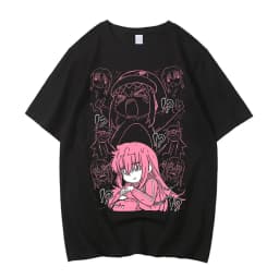 Unisex Anime Cos BOCCHI THE ROCK Hitori Gotoh Ljichi Nijika Cotton Casual Short Sleeve Tees High Quality Streetwear