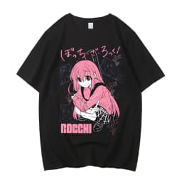 Unisex Anime Cos BOCCHI THE ROCK Hitori Gotoh Ljichi Nijika Cotton Casual Short Sleeve Tees High Quality Streetwear