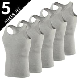 1/3/5 Piece Men's Four Season Pure Cotton Slim Fit Versatile Vest Round Neck Sports Fitness Base Shirt Sleeveless Casual Top