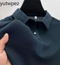 Fat and Plus Size Men's Short Sleeved T-shirt, Ice Silk Mesh Shirt Collar, High-end Solid Color Polo Shirt, Half Sleeved Top For