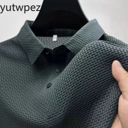 Fat and Plus Size Men's Short Sleeved T-shirt, Ice Silk Mesh Shirt Collar, High-end Solid Color Polo Shirt, Half Sleeved Top For