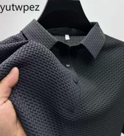 Fat and Plus Size Men's Short Sleeved T-shirt, Ice Silk Mesh Shirt Collar, High-end Solid Color Polo Shirt, Half Sleeved Top For