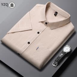 New Men's Business Casual Short Sleeved Printed Shirt with Wrinkle Resistance No Ironing Comfortable All Season Versatile Top