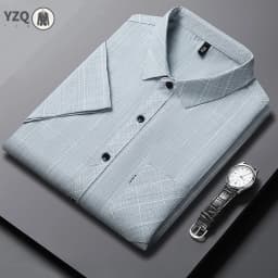 New Men's Business Casual Short Sleeved Printed Shirt with Wrinkle Resistance No Ironing Comfortable All Season Versatile Top