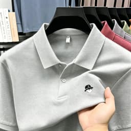 Men's Summer High-End Golf Short-Sleeved Polo Shirt with Collar,Solid Color,Breathable,Office Casual,High-Quality Men's Clothing