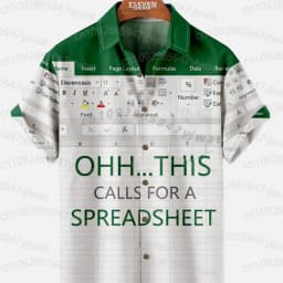 3D Print Graphic Funny Excel Spreadsheet Hawaiian Shirt Leisure Vacation Style Loose Button Shirts Creative Work MEN SHIRT