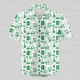 3D Print Graphic Funny Excel Spreadsheet Hawaiian Shirt Leisure Vacation Style Loose Button Shirts Creative Work MEN SHIRT
