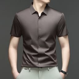 Mens Business Casual Shirt Short Sleeve Ice Silk Fabric Premium Quality WrinkleResistant for Daily Life