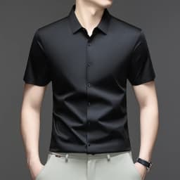 Mens Business Casual Shirt Short Sleeve Ice Silk Fabric Premium Quality WrinkleResistant for Daily Life