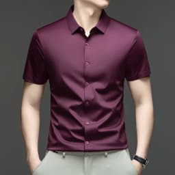Mens Business Casual Shirt Short Sleeve Ice Silk Fabric Premium Quality WrinkleResistant for Daily Life