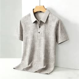 Men's Comfortable Short Sleeve Polo Shirt Weave Pattern Contrast Collar Design 2026 Casual Daily Office Fashion Top
