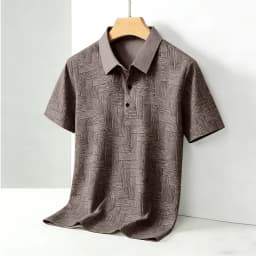 Men's Comfortable Short Sleeve Polo Shirt Weave Pattern Contrast Collar Design 2026 Casual Daily Office Fashion Top