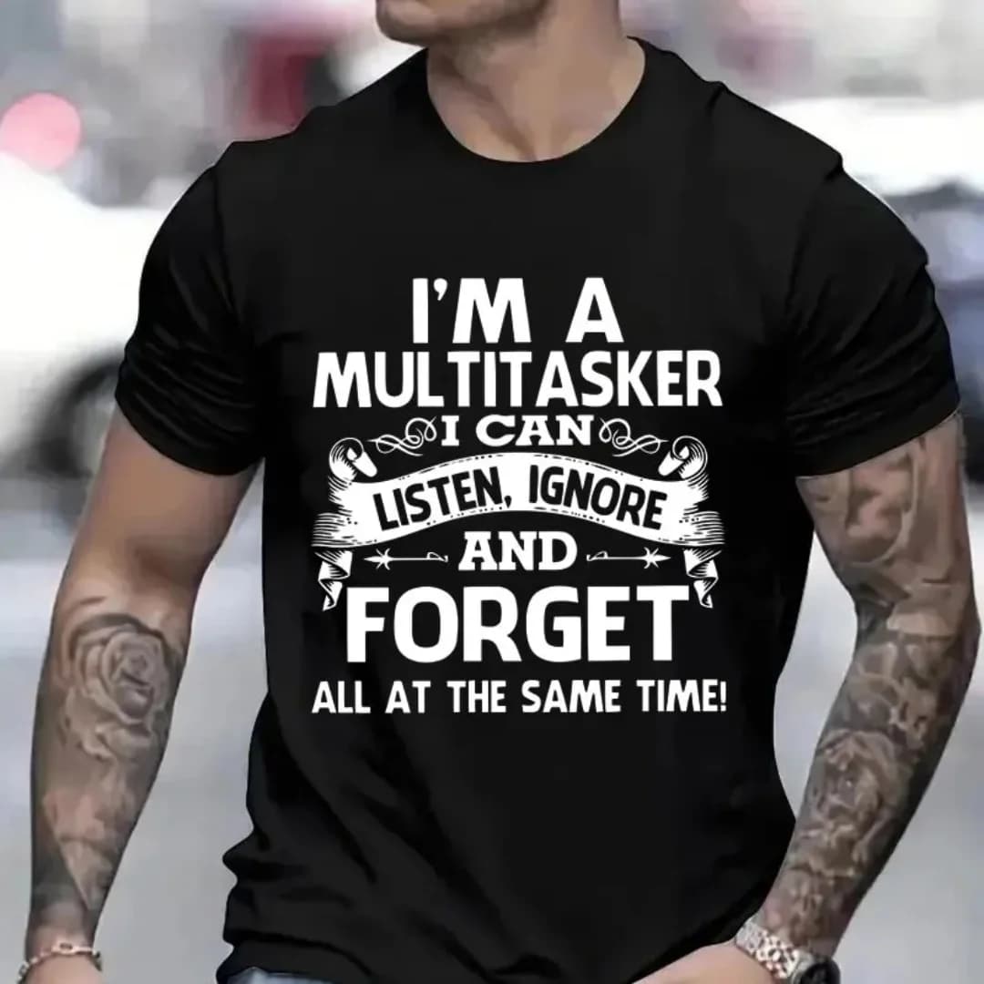 3D printed pattern fun T-shirt, men's and women's fashion pattern T-shirt, black T-shirt summer short sleeved top