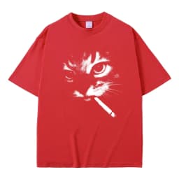Funny Meme Smoking Cat Face Graphic T-shirts Men Women Casual Cotton Vintage T Shirts Men's Oversized T-shirts Cats Lovers Gifts