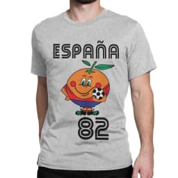 Naranjito T-shirt Men's High Quality Round Neck Spain 82 Spanish Mascot 1982 Football T-shirt Top