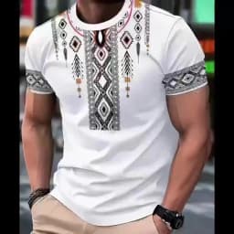 Men's Fashion 3D Printed Men's T-Shirt Crew Neck Short Sleeve, Summer Crew Neck T-Shirt Casual Wear, Polyester Fiber Regular,