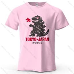 Tokyo Dinosaur Printed Men's T-Shirt 100% Cotton Oversized Japanese Harajuku Graphic Tees for Women Tops Tees Casual Streetwear