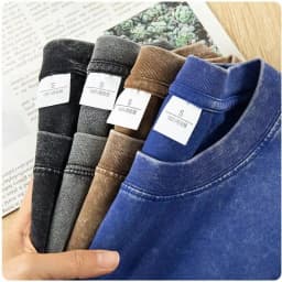 Washed And Distressed 230g Heavyweight Cotton Short Sleeved T-shirt Versatile Men Women Summer Solid Color Loose T Shirts Top