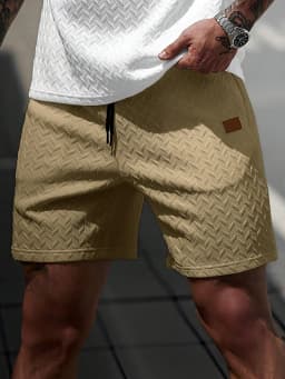 New Summer Casual Sports Shorts: Featuring a knitted, slightly stretchy jacquard design, these solid-colored shorts offer a simp