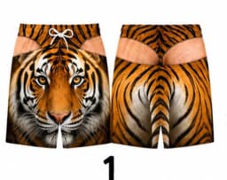 Funny Men’s Swim Trunks Fake Underwear Beach Shorts Gift for Him, Summer Gag Gift Animal Face Board Shorts, Cheeky Beach Shorts
