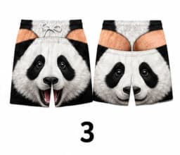 Funny Men’s Swim Trunks Fake Underwear Beach Shorts Gift for Him, Summer Gag Gift Animal Face Board Shorts, Cheeky Beach Shorts