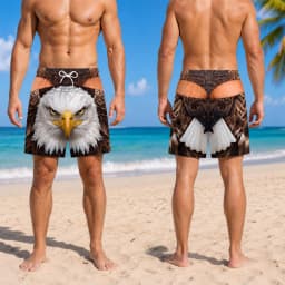 Funny Men’s Swim Trunks Fake Underwear Beach Shorts Gift for Him, Summer Gag Gift Animal Face Board Shorts, Cheeky Beach Shorts