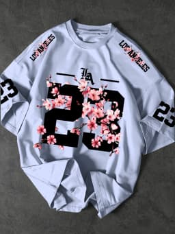 Summer 3D Printings Perfect for Daily Wear for Big-Sized Men's T-Shirts with Cherry Blossom Pattern T-shirt