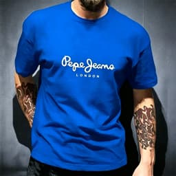 Pepe Jeans London Graphic T-Shirt Men Black Casual Crew Neck Short Sleeve Streetwear Cotton Everyday Top