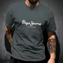 Pepe Jeans London Graphic T-Shirt Men Black Casual Crew Neck Short Sleeve Streetwear Cotton Everyday Top
