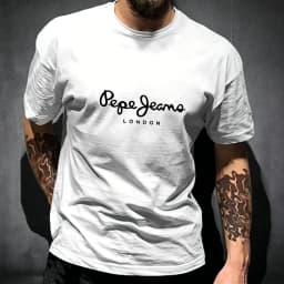 Pepe Jeans London Graphic T-Shirt Men Black Casual Crew Neck Short Sleeve Streetwear Cotton Everyday Top