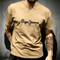 Pepe Jeans London Graphic T-Shirt Men Black Casual Crew Neck Short Sleeve Streetwear Cotton Everyday Top