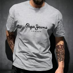 Pepe Jeans London Graphic T-Shirt Men Black Casual Crew Neck Short Sleeve Streetwear Cotton Everyday Top