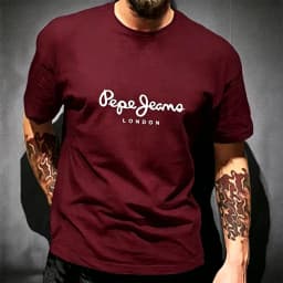 Pepe Jeans London Graphic T-Shirt Men Black Casual Crew Neck Short Sleeve Streetwear Cotton Everyday Top