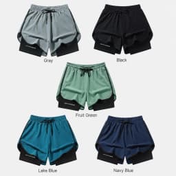 Men's 2 in 1 Gym Shorts Quick Dry Workout Running Shorts Compression Liner Zipper Pocket Athletic Training Summer Shorts