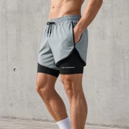 Men's 2 in 1 Gym Shorts Quick Dry Workout Running Shorts Compression Liner Zipper Pocket Athletic Training Summer Shorts
