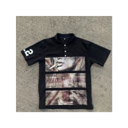 Y2K Short Sleeved Polo Shirt T-shirt Printed Top Dark Gothic Retro Summer Street Top
