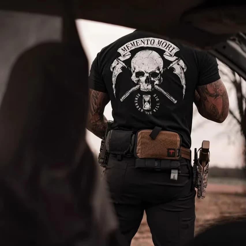 2026 New Vintage Retro Memento Mori Print Short Sleeve Streetwear Men's T Shirt Top