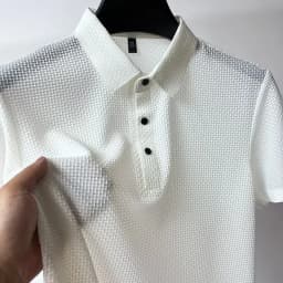 Men's Summer Polo Shirt Short Sleeve New Breathable Mesh Quick Dry T-Shirt Simple Solid-Color Business Casual Shirt Top