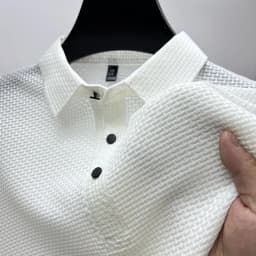 Men's Summer Polo Shirt Short Sleeve New Breathable Mesh Quick Dry T-Shirt Simple Solid-Color Business Casual Shirt Top